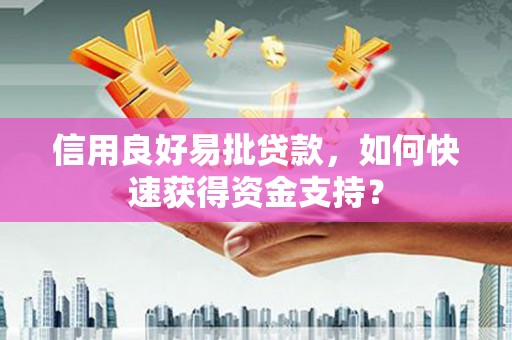 平顶山信用良好易批贷款，如何快速获得资金支持？