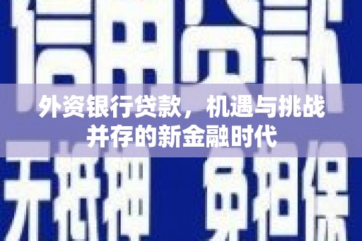 铜山外资银行贷款，机遇与挑战并存的新金融时代