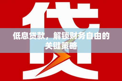 石嘴山低息贷款，解锁财务自由的关键策略